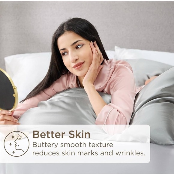 Satin White Silk-Satin Like Pillowcase for Skin and Hair, 2 Pack New Great Gift! - Picture 5 of 6